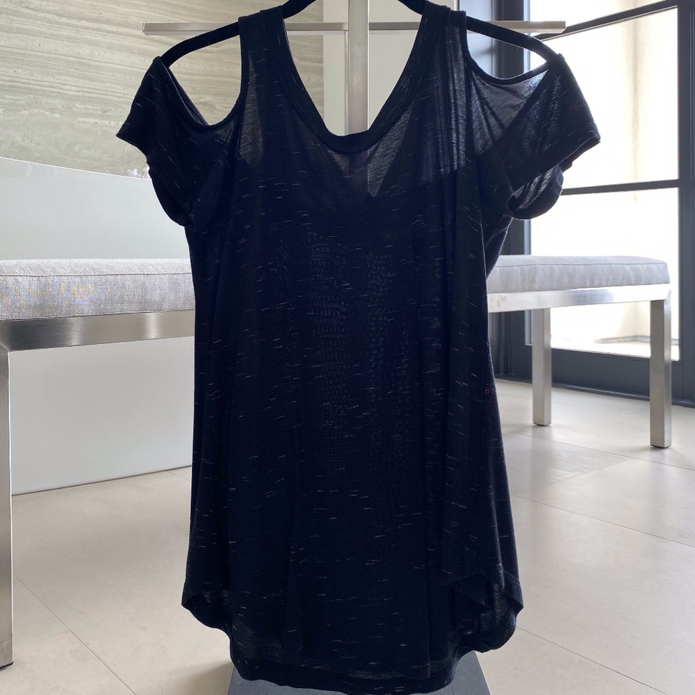 Black Open Shoulder T-shirt